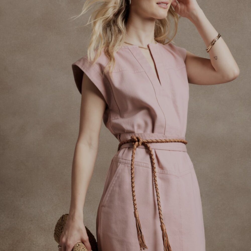 🌸✨ Banana Republic Factory Blush Split-Neck Mini‎ Dress | NWT ✨🌸